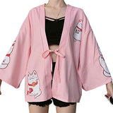 Women Japanese Kimono Cardigan Harajuku Coat Yukata Bathrobe Blouse Tops Outwea (# 1 Pink)