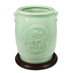 Wrapables Gifts and Decor Chinese Dragon and Phoenix Celadon Ceramic Vase, 4.5-Inch