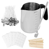 DIY Candle Making Kit for Adults by PRIDEV – Candle Making Starter Kit with 304 stainless steel Candle Wax Melting Pouring Pot, 100 cotton Wicks, 100 glue dots, 10 wooden bow clips, 1 stirring Spoon - Soy Wax Candle Making Pouring Pot for Beginners - Home