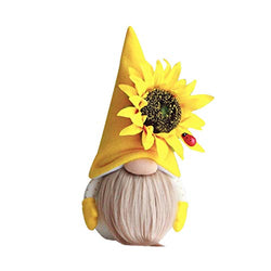 1 PC Sunflower Spring Gnome Mantel Display, Farmhouse Tiered Tray Rustic Scandinavian gnome Figurines, Bee Doll Oranments