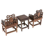 EatingBiting 1:6 Dollhouse Miniature Handcraft Furniture Retro Wood Square Table Armchairs 3 Pieces Dollhouse Furniture Miniatures - 1:6 Scale 3pcs Rosewood Table and Chairs Set,Toys Action Figures
