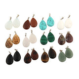 30pcs Water Drop Healing Crystal Quartz Stone Pendant Chakra Charm Beads Random Color Gems