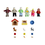 Hape Happy Family Dollhouse with Pet Set Award Winning Doll Family Set, Unique Accessory for Kid’s Wooden Dolls House, Imaginative Play Toy, 6 Family Figures, Adults 4.3" and Kids 3.5"