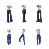 E-TING 10 Pcs = 5 Set Doll Clothes Casual Wear Outfit Tops + Pants with 5 Pair Shoes for 11.5 inches Girl Doll