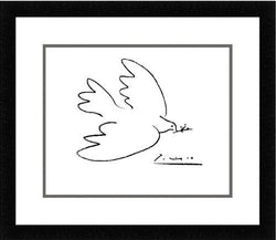 Buyartforless IF IF MUS212X 14x11 1.25 Plexi Wire Framed The Dove of Peace by Pablo Picasso Art Print Poster, 14" X 11", White