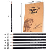 Panamoni Sketch Book, 9×12 inches Sketch Pad, 6 PCS Sketch Pencils and Eraser Included