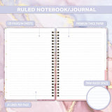 Spiral Notebook/Journal - Lined Notebook/Journal with Premium Thick Paper, 6.3" x 8.4", Twin-Wire Binding, Elastic Closure, Inner Pocket, 128 Pages/64 Sheets, Perfect for College, Office, Home