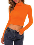 MSBASIC Woman Under Shirts Orange Crop Top Turkey Shirt for Women Orange S