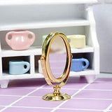 BARMI 1/12 Miniature Rotatable Makeup Mirror Model Doll House Bedroom Decor Accessory,Perfect DIY Dollhouse Toy Gift Set