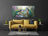 5 Peacock Painting In The Forest 3D Hand-painted Artwork Canvas Painting Wall Art Oil Painting Animal Painting Chinese Style Classical for Home Living Room Bedroom Decoration 24x48 Inch Unframe