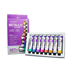 Mont Marte Acrylic Paint Set - Metallic - 8 Pieces, 18 ml Tubes - Ideal for Acrylic Painting - Brilliant lightfast Colors with high Opacity - Perfect for Beginners, Professionals and Artists