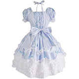 Re-Lady Women Sweet Lolita Dress Princess Cosplay Costumes Lace Layers Maid Dresses M A-Blue