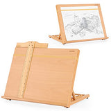 VISWIN 18½"X 14¼" Large Artist Drawing & Sketching Board, Sturdy Beech Wood Tabletop Easel with T-Square & Rubber Rope, Portable & Adjustable