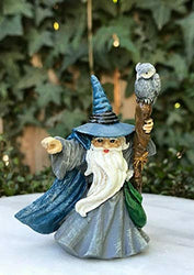 Miniature Dollhouse Enchanted FAIRY Tale GARDEN ~ Mini Wizard Figurine with Owl