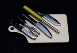 Vintage Kitchen Knives Tool kit Wood Cutting Board Dollhouse Miniatures Food Kitchen by Cool Price
