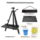 PUJIANG 61"Art Easel Stand ,Easel for Painting Canvas, Aluminum Metal Painting Easel with Carrying Bag/Tray/Apron/Bucket,Adjustable Height Canvas Stand for Drawing Tabletop Floor Adult Child (Black)
