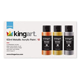 KINGART Studio Acrylic Craft Paint, 60ml Bottle, Set of 12 Metallic Colors