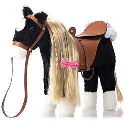 HollyHOME Stuffed Animal Horse Pretty Plush Toy Pretend Play Horse 11 inches Black