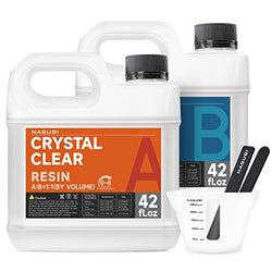 84oz Casting Epoxy Resin Kit - Crystal Clear Epoxy Resin for Wood, Molds, Jewelry Making, Table Top - Non Yellowing 2 Part Resin Kit (42oz Resin and 42oz Hardener) with Silicone Cups, Sticks