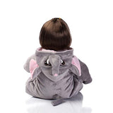 Nicery Reborn Baby Doll Soft Simulation Silicone Vinyl 18inch 45cm Magnetic Mouth Lifelike Boy Girl Toy Gray Elephant Eyes Open