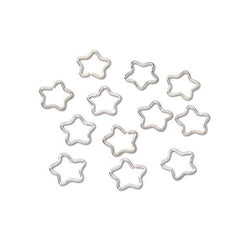 10MM Jump Rings - Star - Sterling Silver Plated (Bright Silver, 12 pieces/bag)