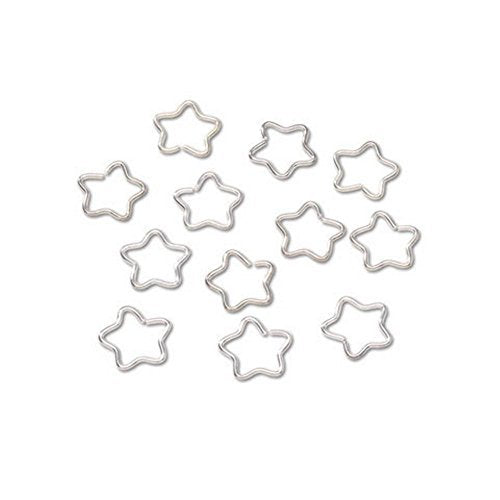 10MM Jump Rings - Star - Sterling Silver Plated (Bright Silver, 12 pieces/bag)