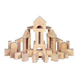 Melissa & Doug Standard Unit Solid-Wood Building Blocks with Wooden Storage Tray, Developmental