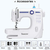 Bosszer Mini Sewing Machine for Beginners and Kids,Portable Small Household Sewing Machines,12 Stitches 2 Speed with Foot Pedal for Home Easy Sewing - Blue/White