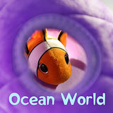 Muiteiur Plush Soft Ocean Animals Set with Plush Sea Shell House Includes Stuffed Turtle, Lobster, Crab, Dolphin, Devil Fish, Octopus, Starfish, Clownfish (Multicolor,8 Piece)