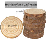 Unfinished Natural Wooden Slices 60 Pcs 3.2-4 Inch Wood Circles for Crafts DIY Christmas Ornament Craft Wood Kit with Bit,Blank Round Wood Slice with Bark for Art,Painting,Party (60)