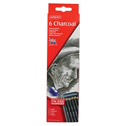 Derwent Charcoal Pencils, Metal Tin, 6 Count (0700838)