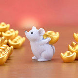 YAIKOAI 7 Pcs Miniature Rat Figures Office Table Desk DIY Dollhouse Decoration Figurines, Resin Money Aborable Rats Animal Ornaments Statue for Garden Car Dashboard Gift-Gray