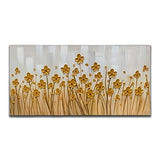 Yika Art -- 100% Hand Painted 3D Paintings On Canvas Golden Daisy Flower Oil Paintings Abstract Landscape Artwork Ready to Hang Wall Art for Living Room Bedroom --24X48 Inch