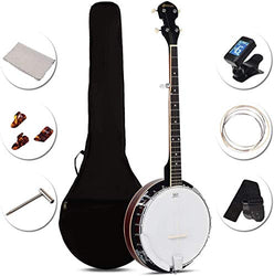 Costzon 5-String Banjo 24 Bracket with Geared 5th tuner and Mid-range Closed Handle, Include 420D Oxford Cloth Bag, One Strap, Wiper, 3 Picks for Beginners (41.5 IN)