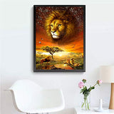 MXJSUA 5D Diamond Painting Full Round Drill Kits for Adults Pasted Arts Craft for Home Wall Decor Lion 12x16in