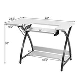Costway Sewing Craft Table, Adjustable Multifunction Crafting Machine Desk with Storage, Sturdy Computer Desk with White Finish, Ideal for Home Indoor