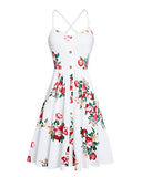 KILIG Women's Summer Floral Dress Spaghetti Strap Button Down Sundress with Pockets(C5-Floral, Medium)