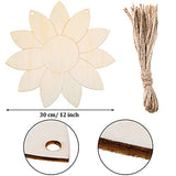 2 Pieces Unfinished Sunflower Wood Cutout Sunflower Door Hanger Hanging Welcome Sign Ready To Paint DIY Craft Supplies for Spring Summer Home Decoration (12 Inch)