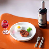 BARMI 1/12 Scale Dollhouse Mini Red Wine Steak Set Miniature Kitchen Simulation Decor,Perfect DIY Dollhouse Toy Gift Set