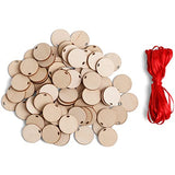 WoodenCrew 80pcs 1.2” Wood Discs for Crafting 1, Wooden Favor Tags, Round Wood Pendant, Circular Wooden Tags, Tiny Wood Discs, Wooden disks with Holes for Crafts, Blank Tags with Hole, 1.2 inch Tags