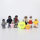 Wooden Black Dollhouse People, 7 Family Figures Miniature Doll House, Wooden Doll House Family Dress-up Characters Grandpa, Grandma, Mom, Dad, Boy, Girl and Baby