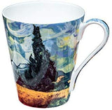 Van Gogh Bone China Set of 5 Large Mugs for Coffee and Tea, With Gift Box, 12 -Ounce Art Coffee and Tea Mugs Set