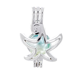 10pcs Starfish Pearl Cage Bright Silver Beads Cage Locket Pendant Jewelry Making-For Oyster Pearls,