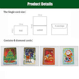 YOBEYI DIY Christmas Card with Diamond Painting Drill by Numbers 4Packs Christmas Tree Santa Claus New Year Greeting Card Christmas Stickers Christmas Gifts (A)