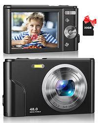 Digital Camera, Zostuic Autofocus Kids Camera with 32 GB Card FHD 1080P 48MP Vlogging Camera with 16X Zoom, Compact Portable Mini Cameras for 4-15 Year Old Kids Children Teen Student Girls Boys(Black)