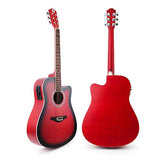 Guitar Acoustic Electric, Acoustic Guitar Cutaway 41 Inch Full Size Folk Guitar Beginner Kit, Red, by Vangoa