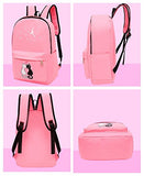 4Pcs Cute Cat Prints Canvas Primary School Bag Rucksack Backpack Set for Girls Elementary Bookbag