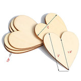 RERIVER 2-Inch Wooden Heart Blank Unfinished Wood Slices Discs Cutout Pieces DIY Crafts