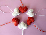 Miniature Hearts Set, Crochet Valentines Day Favor Ornament, Handmade Garland