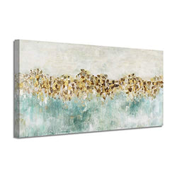 Abstract Modern Painting Wall Art: Gold Artwork Hand Painted Canvas Picture for Living Room (40''W x 20''H,Multi-Sized)
